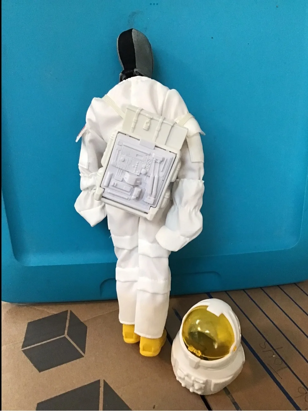 White Astronaut Action Figure Toy with Yellow Helmet Visor
